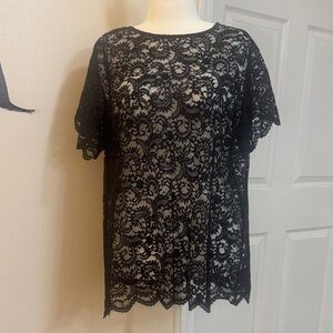 Lane Bryant Black Lace Blouse